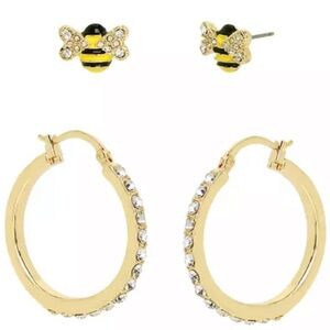 Betsey Johnson Bee & Hoop Duo Earring Set